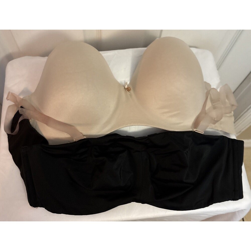 VS Body By Victoria Nude Padded Underwire & Cacique Black Unpadded Bra Size 38DD